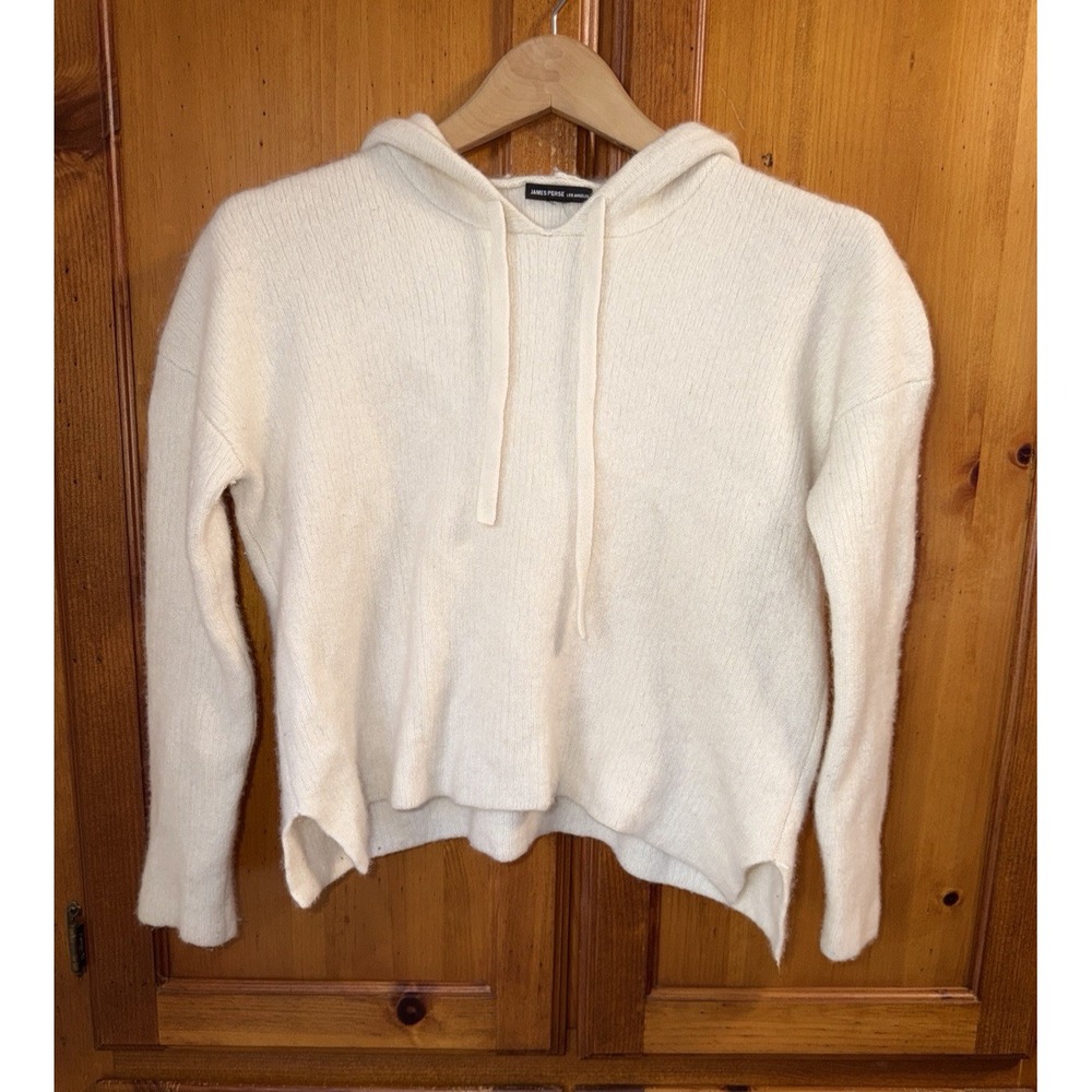 James Perse Los Angeles Women's Cashmere Wool Knit Hoodie Sweater Top Size 2 M